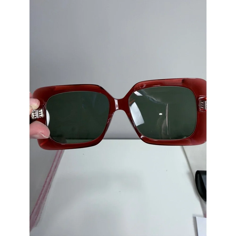 Celine NEW Sunglasses Womens Red Square Oversized CL40096I 66N Transparent Red